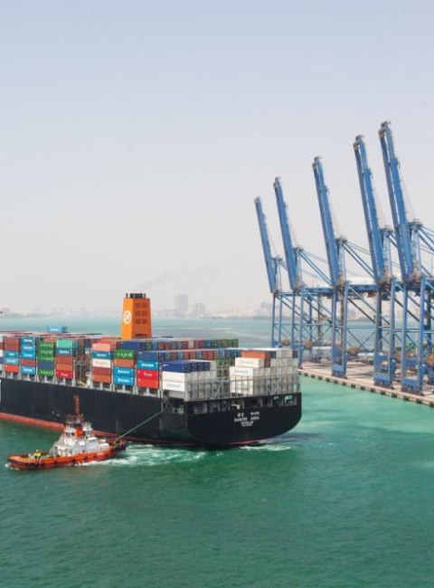 Asphalt road renovation project inside King Abdulaziz Port in Dammam